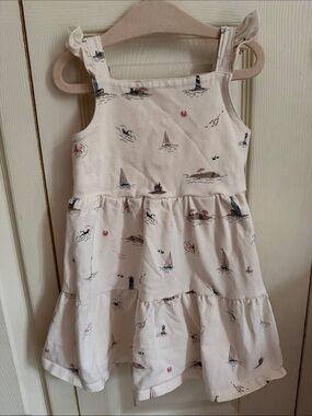 Girls White Nautical Tiered Sundress